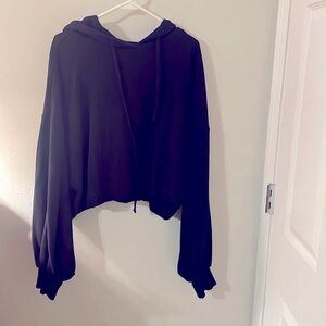 Zenana Black Crop Hoodie Sweater
